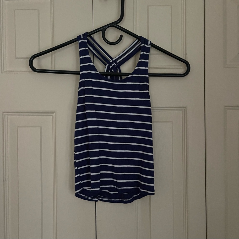Striped Navy and White Women's Tank Top